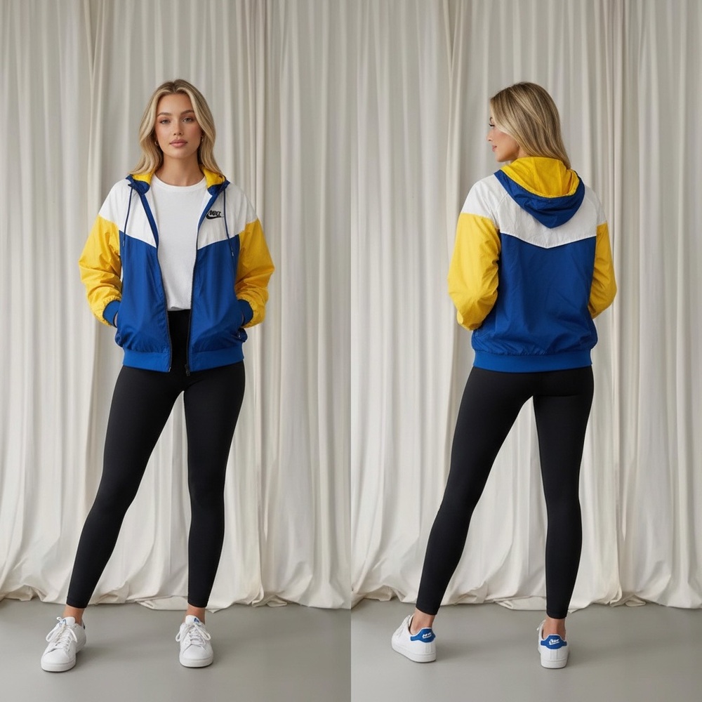 Nike Blue, Yellow & White Windbreaker Jacket